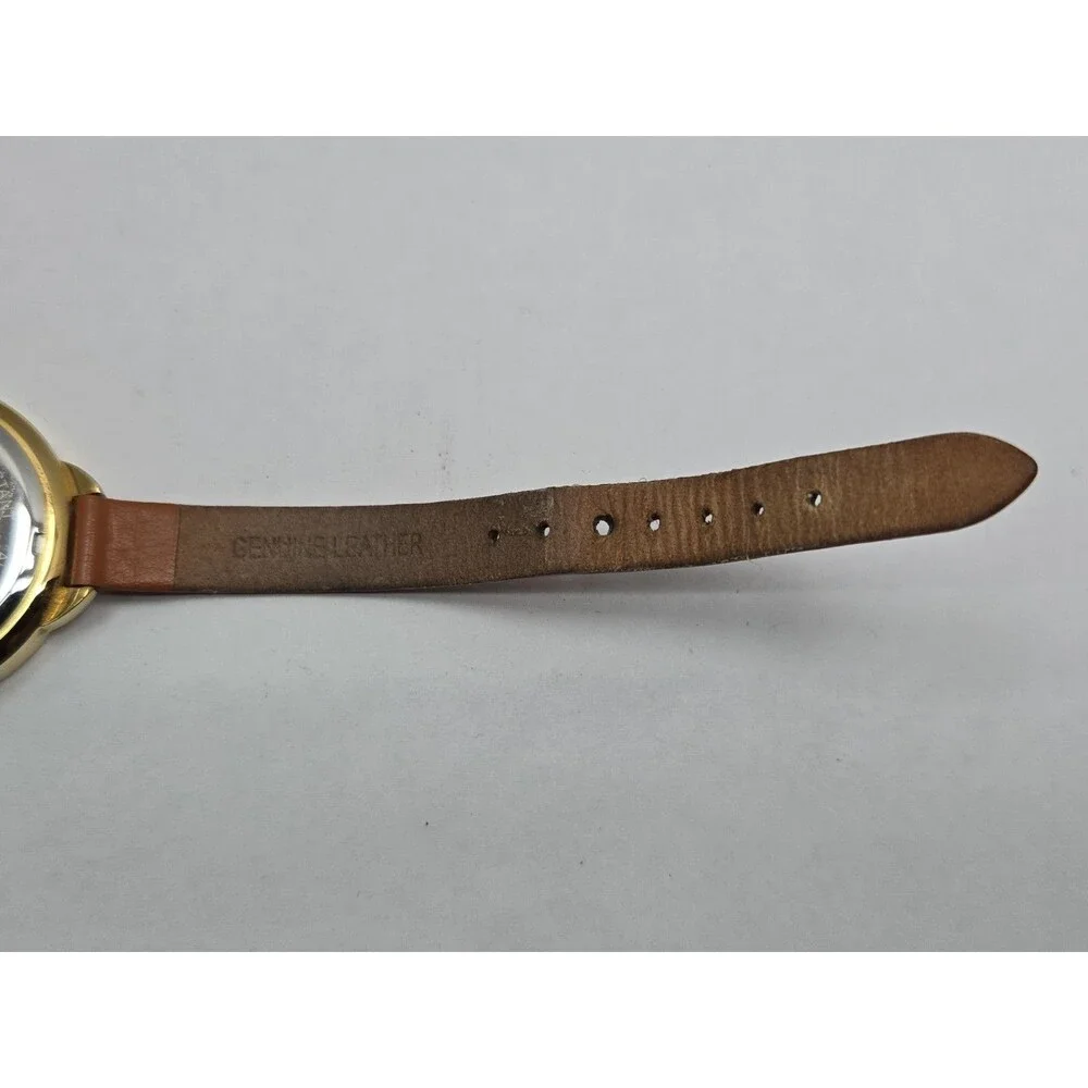 Bertha Madison Womens Gold Tone 36mm Watch Leather Classic Dress New Battery